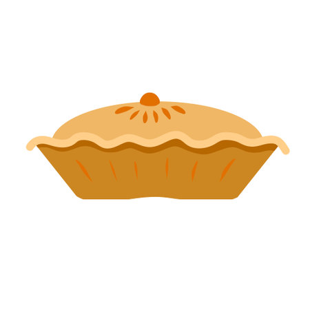 Traditional Pie or cake. homemade food. Sweet delicious festive dessert. Flat cartoon illustration isolated on white backgroundのイラスト素材