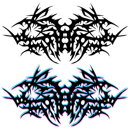 Neo Tribal Tattoo. Gothic y2k brutal vaporwave sticker. Abstract sigil sigilism ornate.のイラスト素材