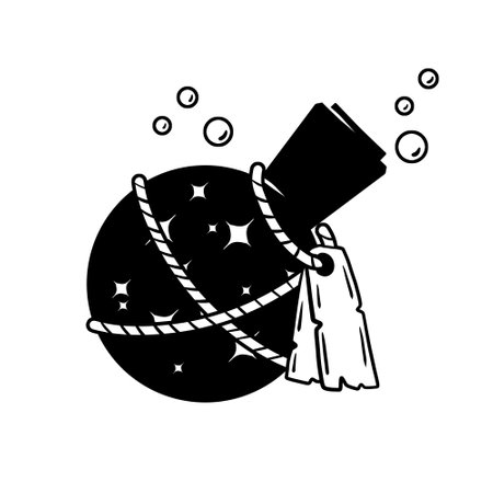 Magic bottle. Esoteric alchemy and glass elixir poison. Mystery chemistry drink. Fantasy cartoon magical mystic mixture, Vintage decorative elementのイラスト素材