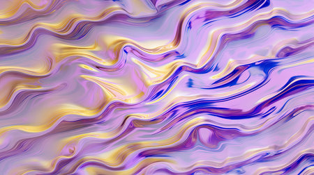 Abstract liquid 3D background. Purple pink holographic neon pattern, plastic wavy texture. AI Generatedの写真素材