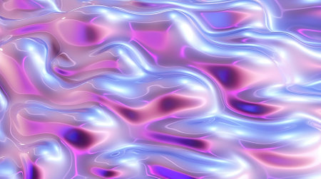 Abstract liquid 3D background. Purple pink holographic neon pattern, plastic wavy texture. AI Generated.の写真素材