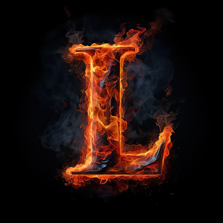 Lava letter A. Fiery stone alphabet font. Burning stone with orange inferno veins and fire. Typographic symbol generated by AIの写真素材