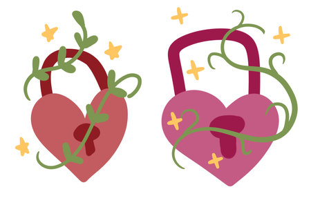 Heart symbol. Romance valentine cartoon element. Wedding creative cute illustration. Floral drawing conceptのイラスト素材