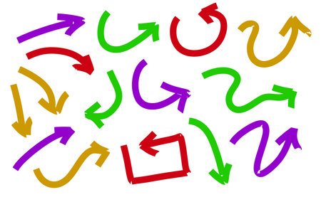 Arrows of different shapes. Abstract symbol for direction and path indication. Graphic pointerのイラスト素材