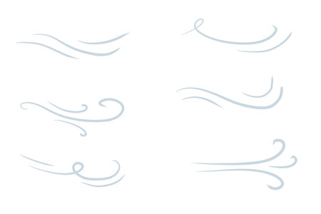 Curve Wind. Abstract air flow. Black wavy line. Breeze and weather icon. Flat illustration isolated on white backgroundのイラスト素材