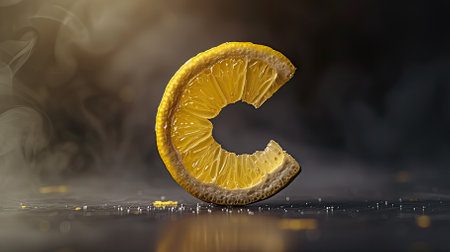 Vitamin and letter C. Citrus juicy fruit, healthy tropical vitamin, nutrition and dieting. AI generatedの写真素材