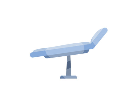 Dental Medical chair. Hospital and clinic element. Empty armchair. Dental furniture and accessories. Hospital bed of cabinet. Flat cartoon isolated on white. stomatology seat, treatment orthodontic workplaceのイラスト素材