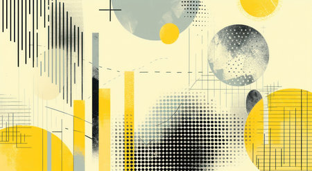 Modern abstract background with halftone pattern. Yellow Creative art futuristic element, surreal...