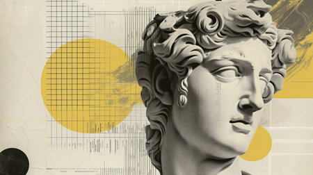 Antique statue of Roman or Greek culture. Creative portrait. AI generated. Vintage renaissance head...