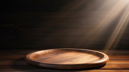 Empty wooden board. Copy space for business template and product presentation. AI Generatedの写真素材