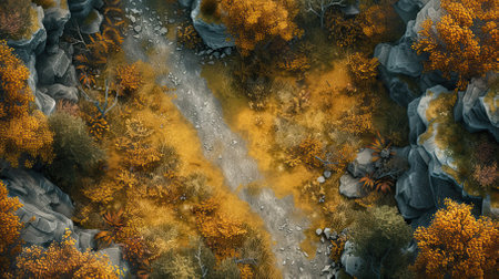 RPG battle map. Fantasy battlefield illustration, cartography location. Hobby roleplaying. AI generatedの写真素材