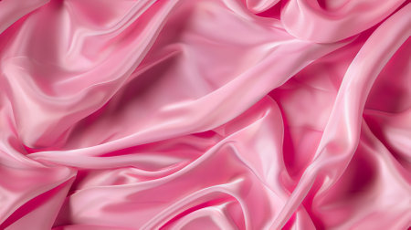 Pink silk cloth. Fashion satin smooth pattern. Lilac elegant abstract curtain. Soft textile material. Fabric texture sensual background for wedding. Romantic rose backdrop surfaceの写真素材