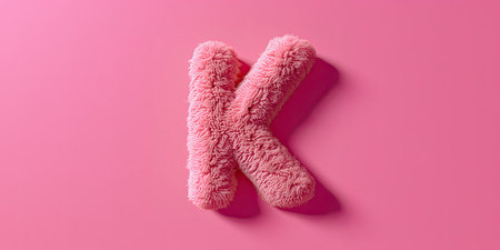 Fur letter K, 3D alphabet. AI generated. Hair fluffy english font for kids education. creative typographic elementの写真素材