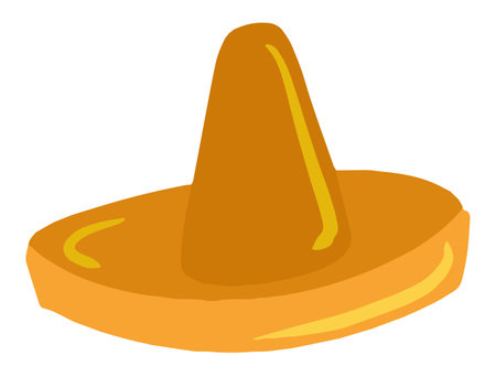 Mexican hat illustration, sombrero, white background, cultural style, festive touch.のイラスト素材