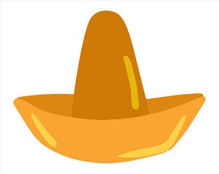 Mexican hat illustration, sombrero, white background, cultural style, festive touch.のイラスト素材
