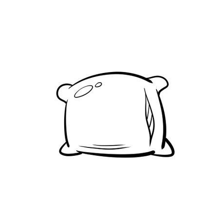 Cartoon style pillows with patchwork marks. Soft cushion illustration in black line drawing, simple and playful.のイラスト素材