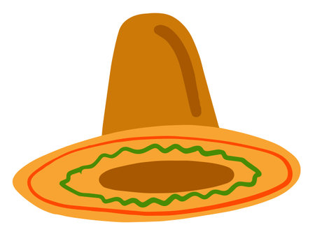 Sombrero drawing, Mexican flair, white background, festive design.のイラスト素材