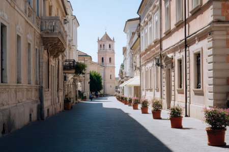 View of a narrow street in the center of Rome, Italy.の素材
