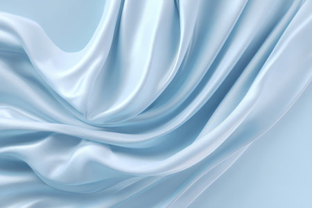Blue fabric waves display silk elegance. Smooth folds create modern appeal. Suitable for decor or textile themes.の素材