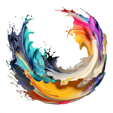 Colorful paint splashes isolated on white background. Abstract art. 3d rendering.の素材