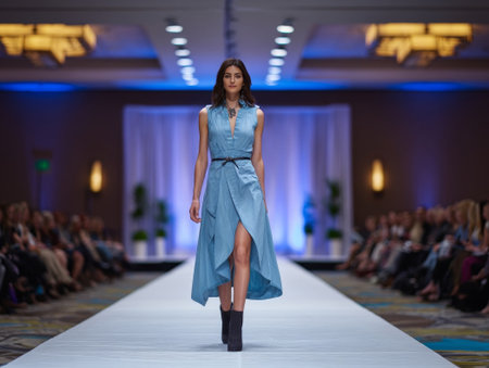 A model walks the runway at the Elie Saab fashion show for Fall/Winter 2012 at Toronto's World Mastercard Fashion Week.の素材