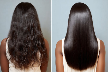 Before and after hair extensions. Before and after hair extensions. Back viewの素材