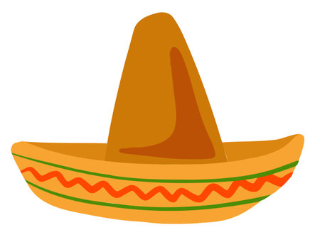 Mexican sombrero sketch, white background, cultural design, festive vibe.のイラスト素材