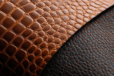 Brown leather texture background. Close-up. Selective focus.の素材