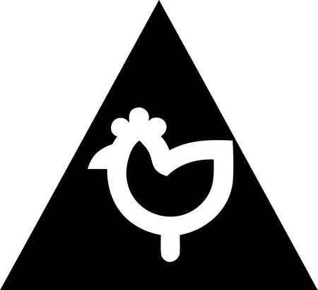 Farm bird icon black glyph rooster, poultry symbol for rural design or agriculture. Simple animal graphic for farm theme or country life.の素材
