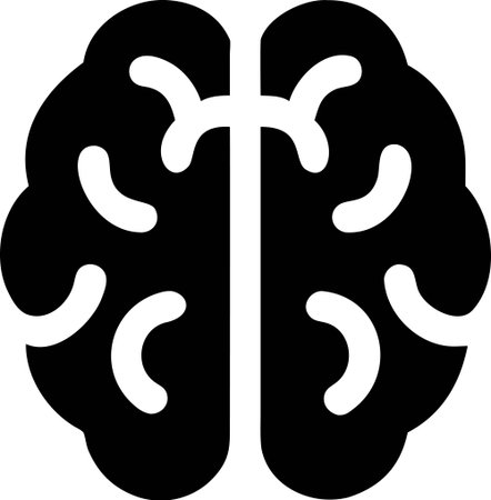 Abstract brain icon, hi tech digital mind logo with network connections. Artificial intelligence symbol for innovation or science.の素材
