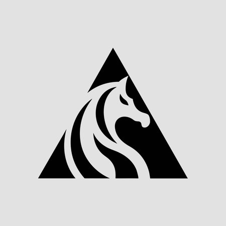 Geometric animal symbol, abstract triangle icon, monochrome minimal design. Stylish black white logo, simple sign of power, strength. Creative geometric animal symbol.の素材