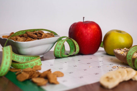 Calendar with health foodsの写真素材