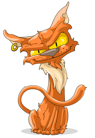 A vector illustration of cartoon red cat with piercingのイラスト素材