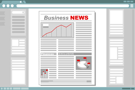 A vector illustration of business newspaper with browser window frameのイラスト素材