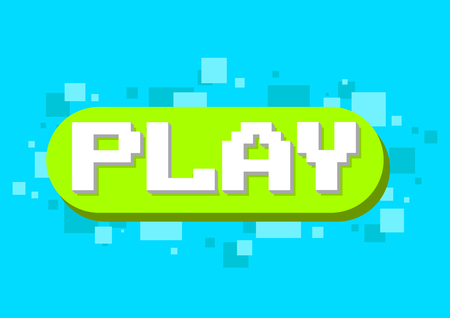 A vector illustration of pixel play button icon on green background designのイラスト素材