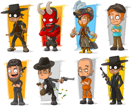 Vector set of cartoon bad guys charactersのイラスト素材