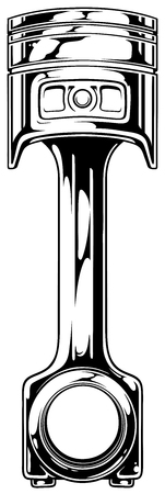 Graphic black car engine piston on white background vectorのイラスト素材