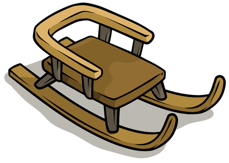 Cartoon wooden brown sledge vector iconのイラスト素材