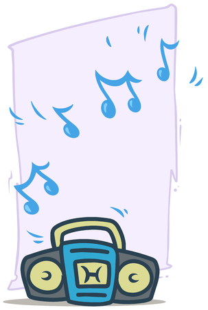 Cartoon blue working tape recorder vector iconのイラスト素材