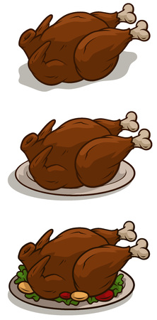 Cartoon fried thanksgiving day turkey on trayのイラスト素材
