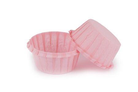 Muffin paper molds. Isolation on a white background, shadow below.の写真素材