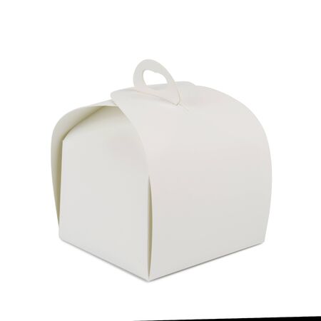 Dessert cardboard box on white backgroundの写真素材