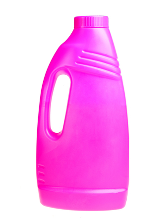 detergent bottle isolated on whiteの写真素材