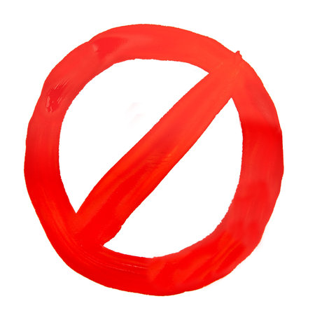 painted forbidden sign isolated on white