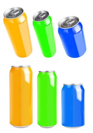 aluminium can isolated on whiteの写真素材