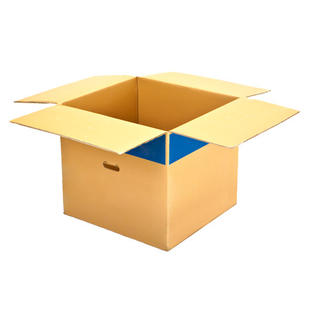 cardboard box isolated on whiteの写真素材