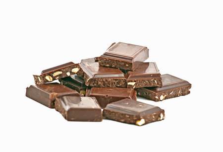 chocolate blocks isolated on white