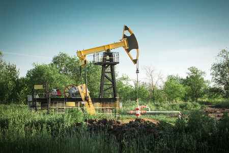 oil rig pumpjackの写真素材