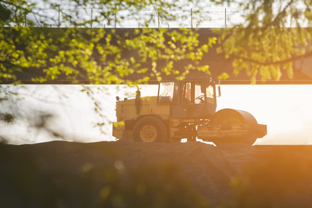 Road costruction machine. Road roller.