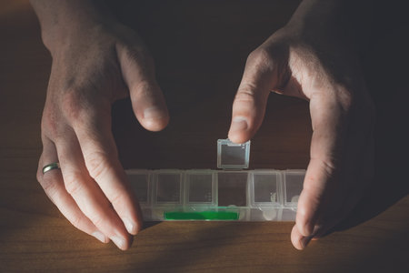 pill box. taking medicine.